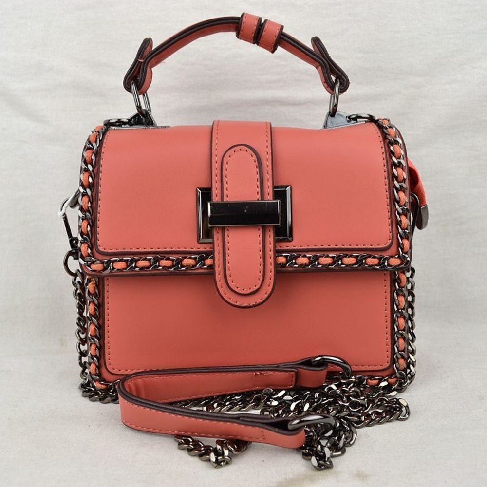 Chain Trimmed Buckle Design Messenger Bag Satchel